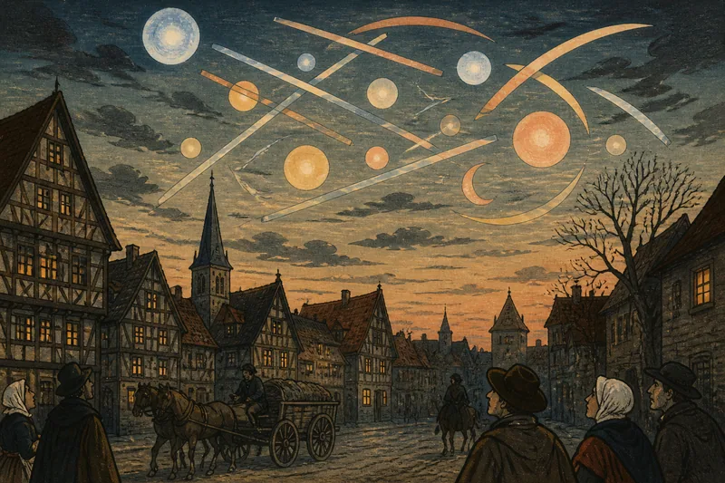 1561年ニュルンベルク上空の天体現象のイメージ挿絵
