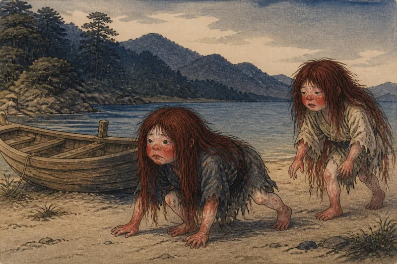 湖と屋敷の踊る赤子のイメージ挿絵
