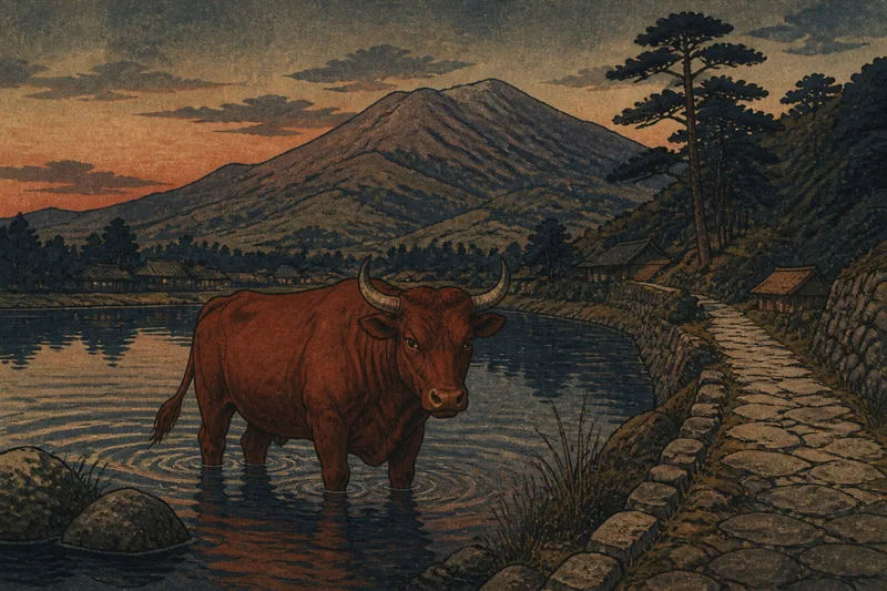 沼津のさなぎ池の赤牛のイメージ挿絵