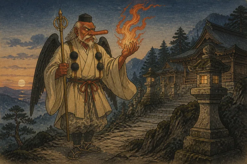 秋葉山の天狗伝説のイメージ挿絵