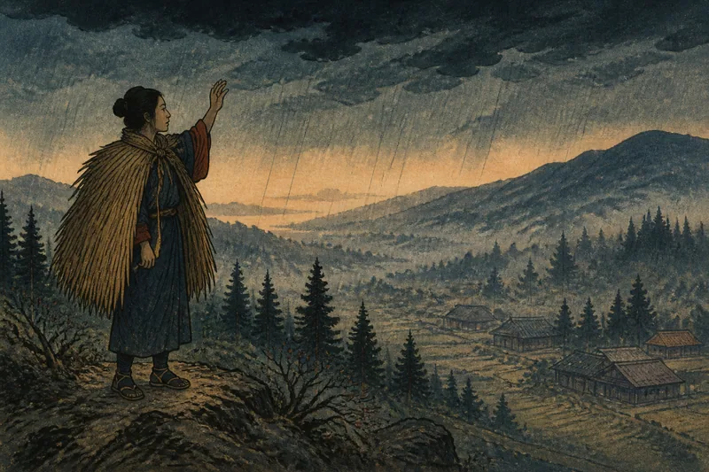 飯舘のお山に登ると降る雨のイメージ挿絵