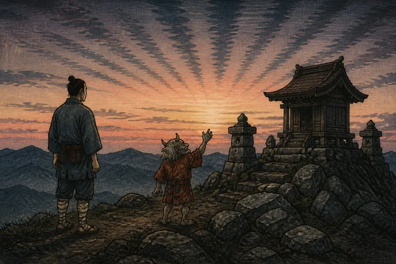 上山の天邪鬼の偽りの夜明けのイメージ挿絵