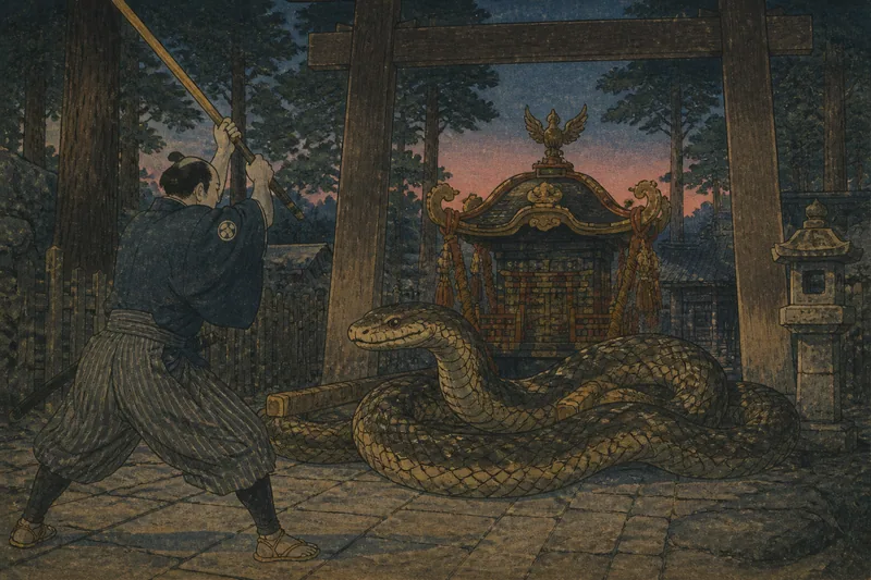 下呂の青大将を打つ家臣のイメージ挿絵