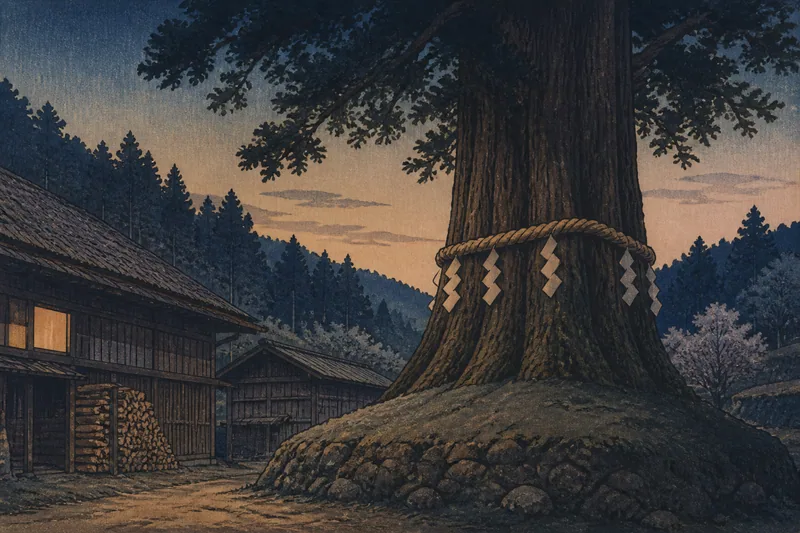 庄原の荒神の杉の祟りのイメージ挿絵