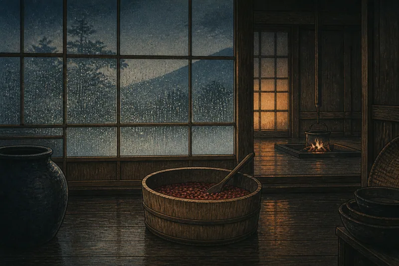 鬼北町の小豆洗いの雨夜の音のイメージ挿絵