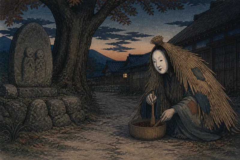 上田の夜道で聞く小豆の音のイメージ挿絵