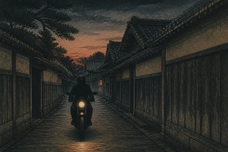細い道をすり抜けるバイクのイメージ挿絵