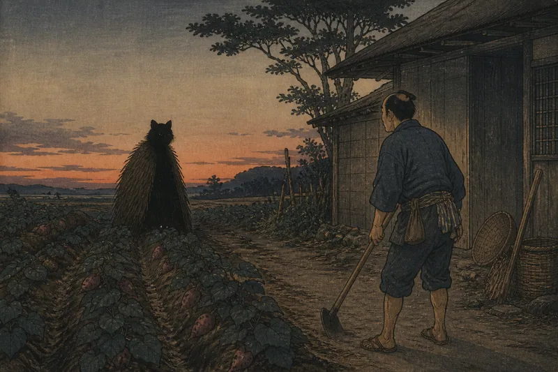 日置市の黒い人影と頭だけの鰯のイメージ挿絵