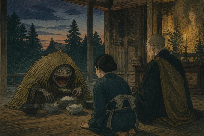 真室川の大食い女中と寺の化物のイメージ挿絵