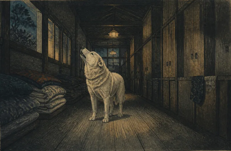 青山の学生寮で聞こえた老犬の声のイメージ挿絵