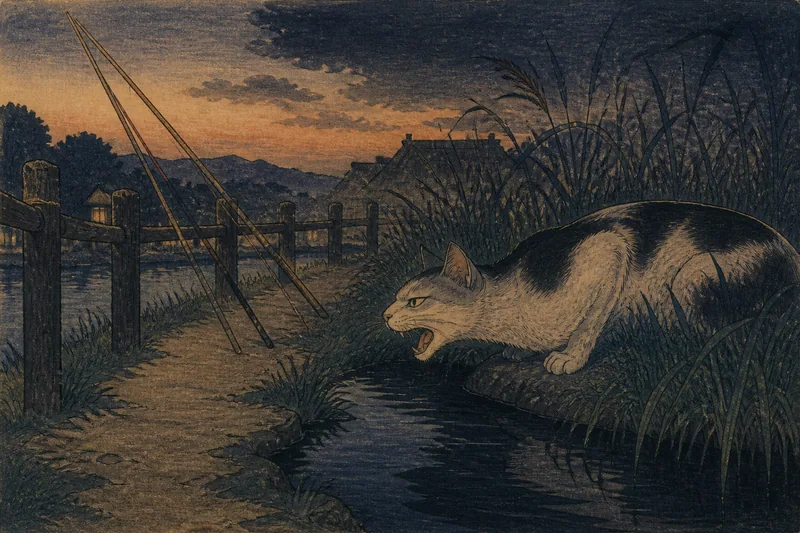 「おいてけ」と呼んだ化け猫のイメージ挿絵