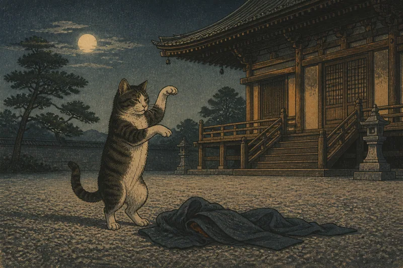 華蔵院の猫が踊る話のイメージ挿絵