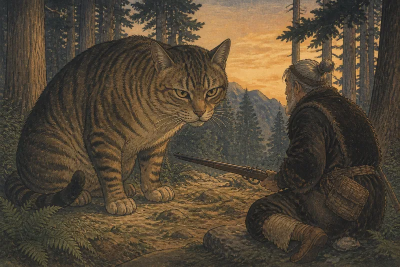 登米の朝日に現れた化け猫のイメージ挿絵