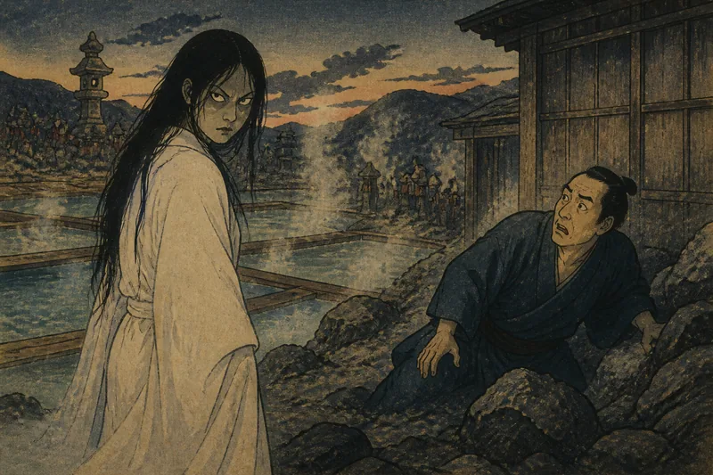 恐山で見た亡妻の形相のイメージ挿絵