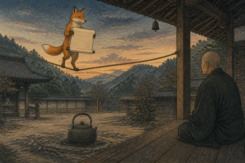 米沢の弥八郎狐の茶釜のイメージ挿絵