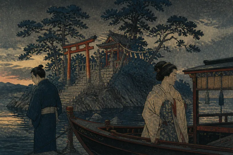 竹生島の弁天様嫉妬伝説のイメージ挿絵