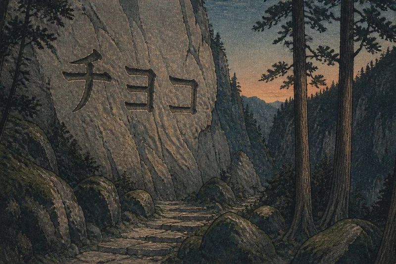 チヨコと刻まれた岩のイメージ挿絵