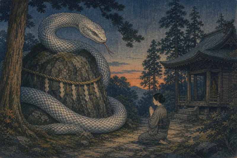 藤枝の白蛇さまの銀色大蛇のイメージ挿絵