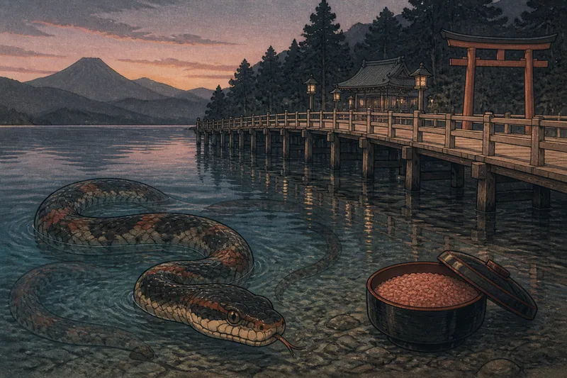 箱根の大蛇へ沈める赤飯のイメージ挿絵