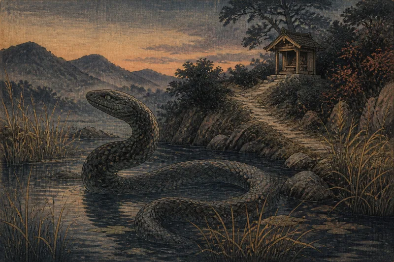 長峰の池の大蛇のイメージ挿絵