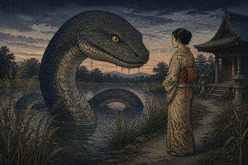 三条の池の大蛇と鱗の子孫のイメージ挿絵