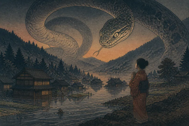 上野原の大蛇と海川原の由来のイメージ挿絵