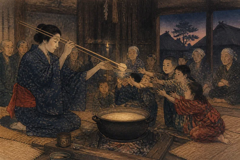 大師講のカユのイメージ挿絵