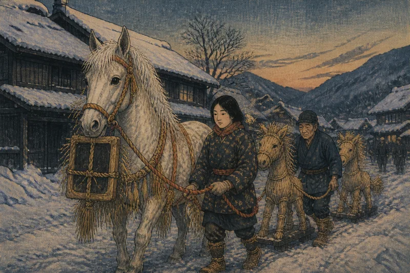 佐久穂の二月八日のわら馬のイメージ挿絵