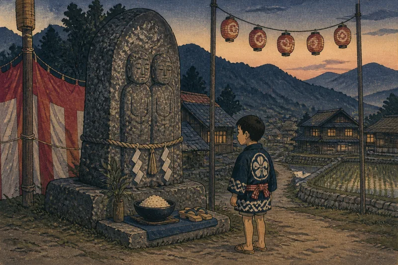 塩尻の男児を招く道祖神のイメージ挿絵