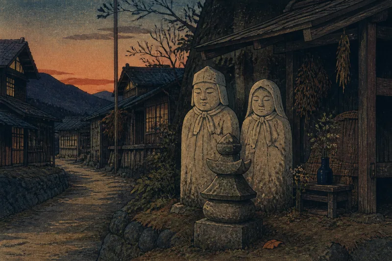 伊東の五輪石投げの祟りのイメージ挿絵