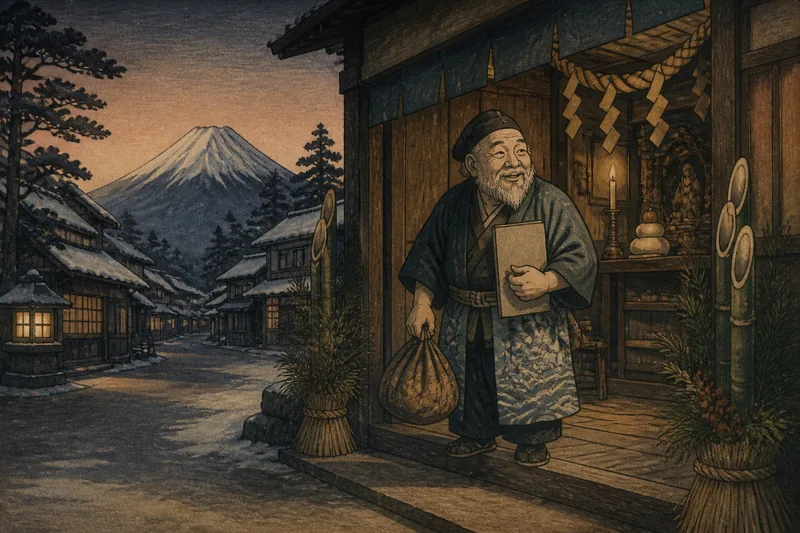 富士吉田のエビス様の稼ぎ旅のイメージ挿絵