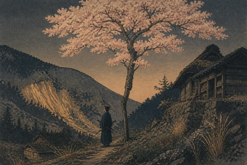 美祢の大内義隆が挿した桜の枝のイメージ挿絵