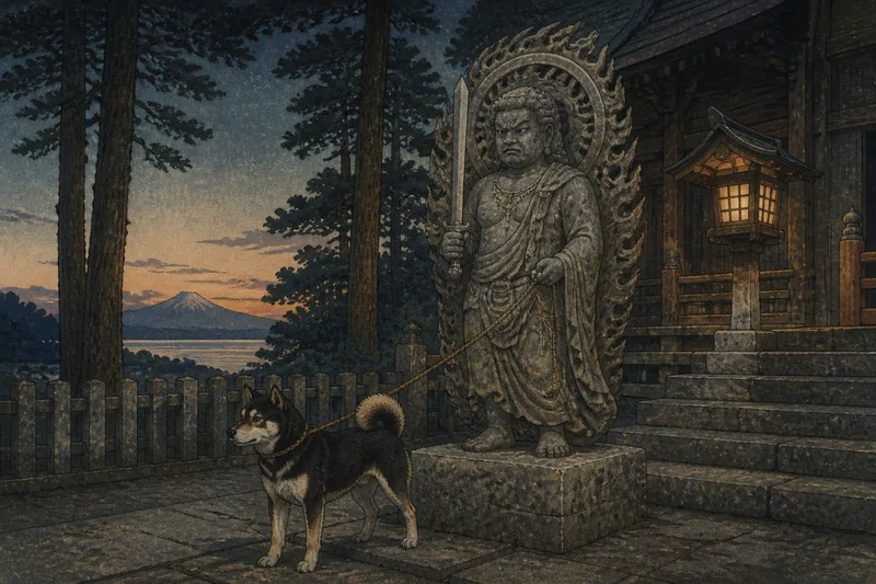 沼津の犬を遠ざける不動様のイメージ挿絵
