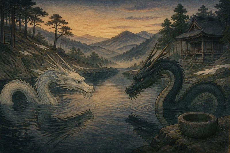 双子の池の主の巡り合いのイメージ挿絵