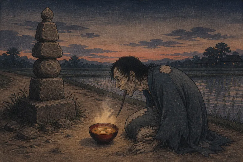 新潟の餓鬼憑きと味噌粥のイメージ挿絵