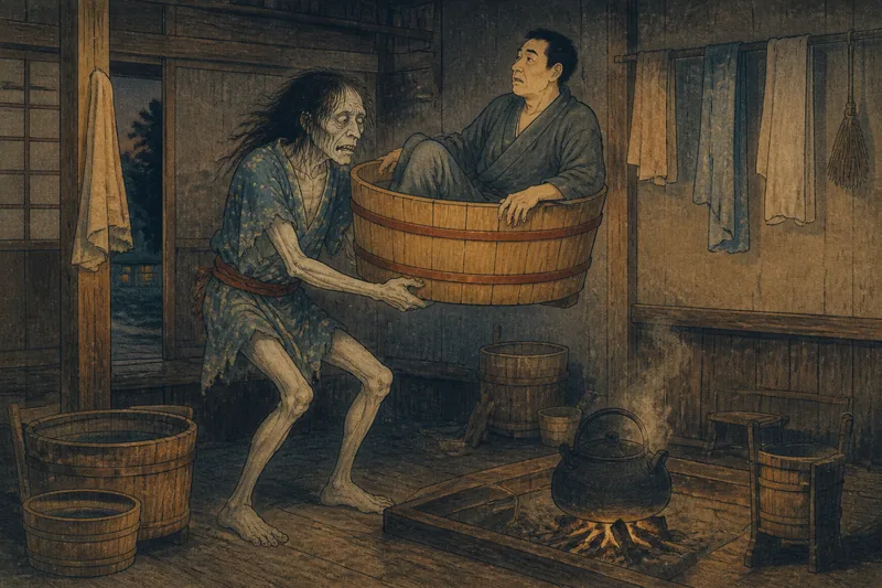 新発田の風呂を持ち上げる餓鬼のイメージ挿絵