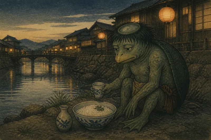 上天草のそうめん供えと川祭り酒のイメージ挿絵
