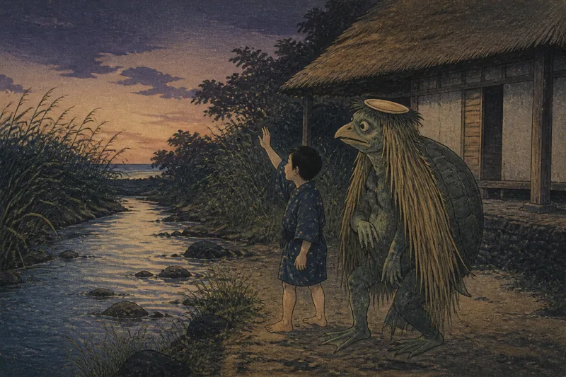 徳之島の幼児を襲う河童のイメージ挿絵