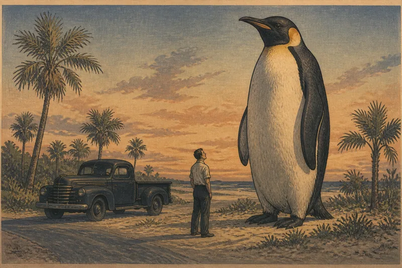 偽の巨大ペンギンのイメージ挿絵