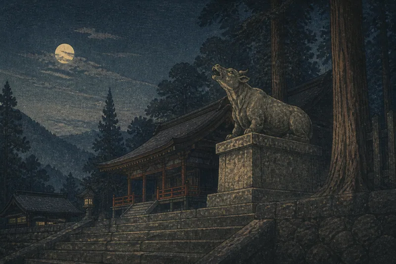 自ら上がった五社神社の牛のイメージ挿絵