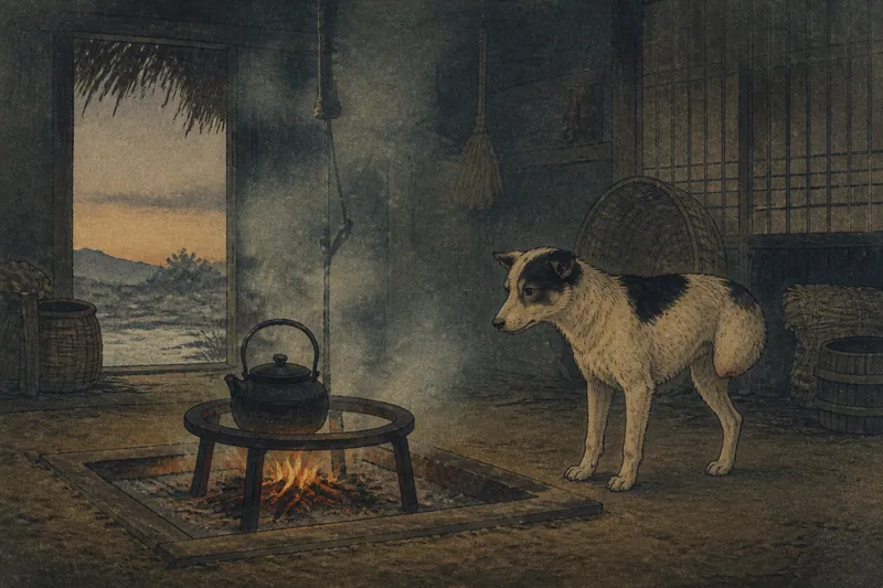 弘法大師と五徳・犬の脚のイメージ挿絵