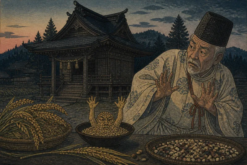 小国の胡麻を嫌う八幡様のイメージ挿絵