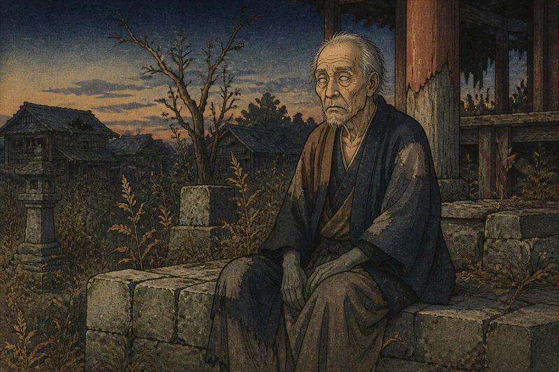 廃寺跡に住んだ老人の祟りのイメージ挿絵