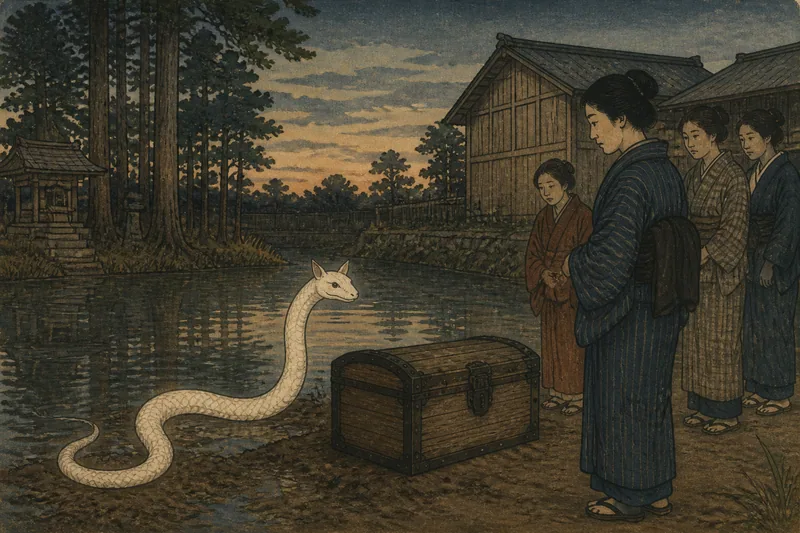 鶴岡の白蛇の宝守りと禁忌のイメージ挿絵