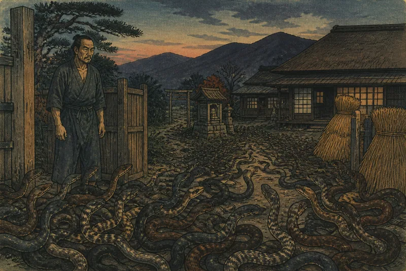 明神社前の蛇の祟りのイメージ挿絵
