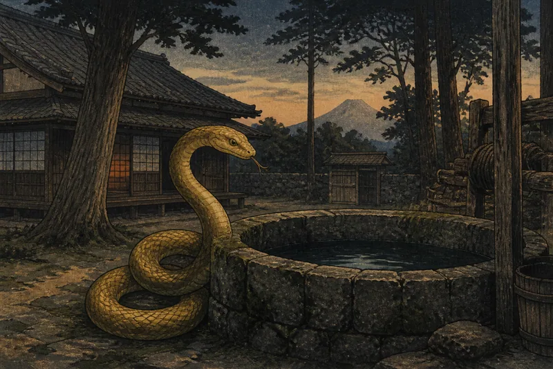 静岡の池主の蛇と金色の蛇のイメージ挿絵