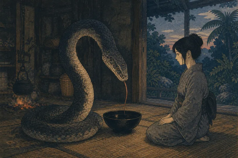 屋久島の蛇を食べる娘のイメージ挿絵
