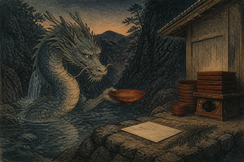 郡上の鼓を持ち去る竜のイメージ挿絵