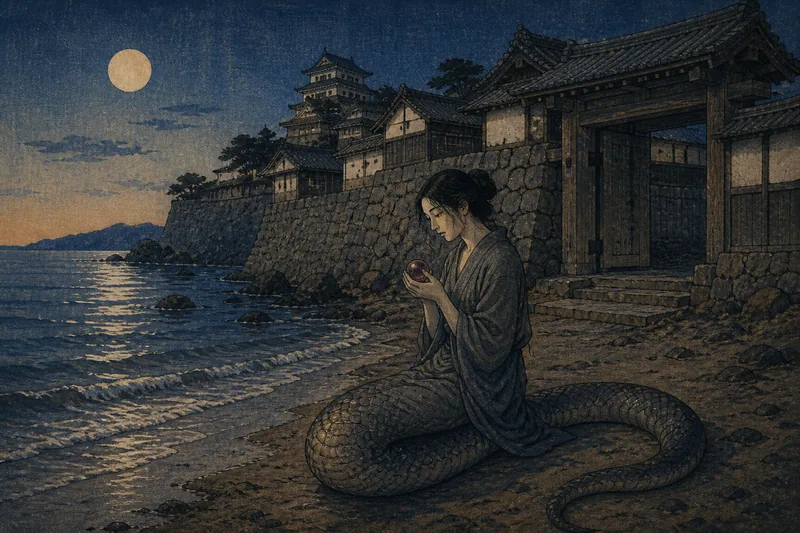 松山市の竜宮の妻と奪われた玉のイメージ挿絵