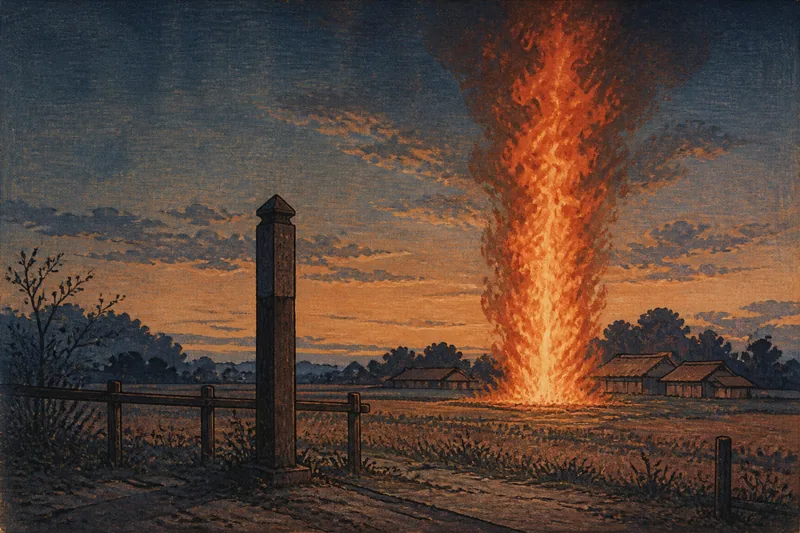 火事の前触れとされた火柱のイメージ挿絵